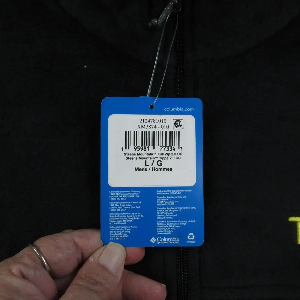 Columbia Jacket Mens L Black Steens Mountain Full Zip 2.0 Fleece Pockets NWT